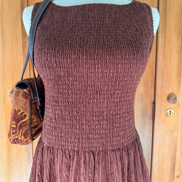 SOLD-NFS Hill House The Cosima Nap Dress Small Chocolate Seersucker Smocked - Picture 5 of 9